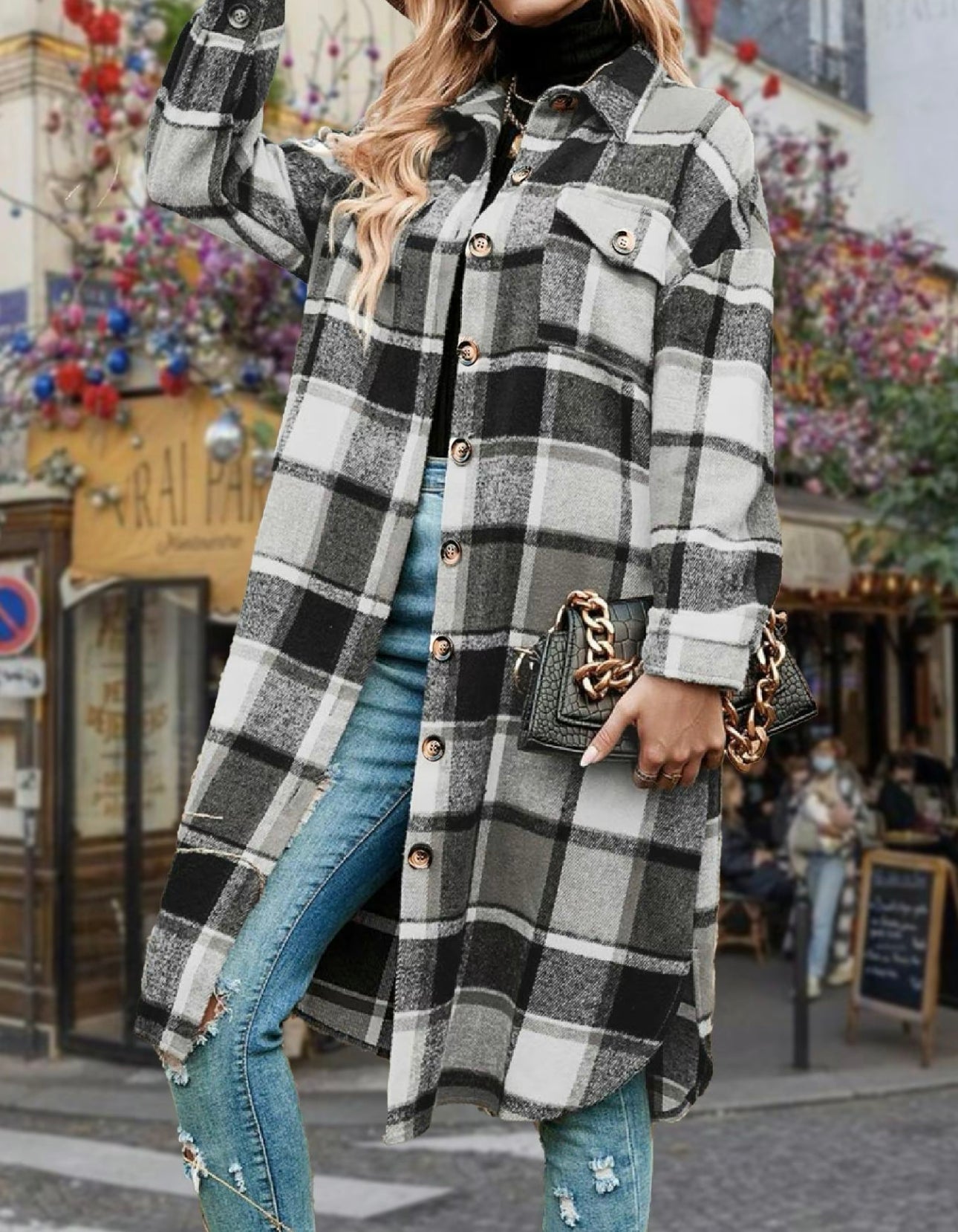 Long Plaid Coat
