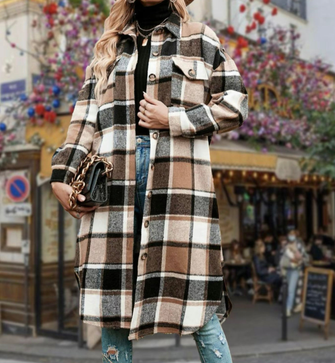 Long Plaid Coat