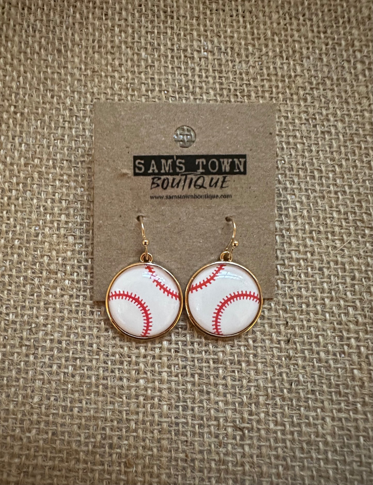 Medium Gold Trim Baseball Earrings
