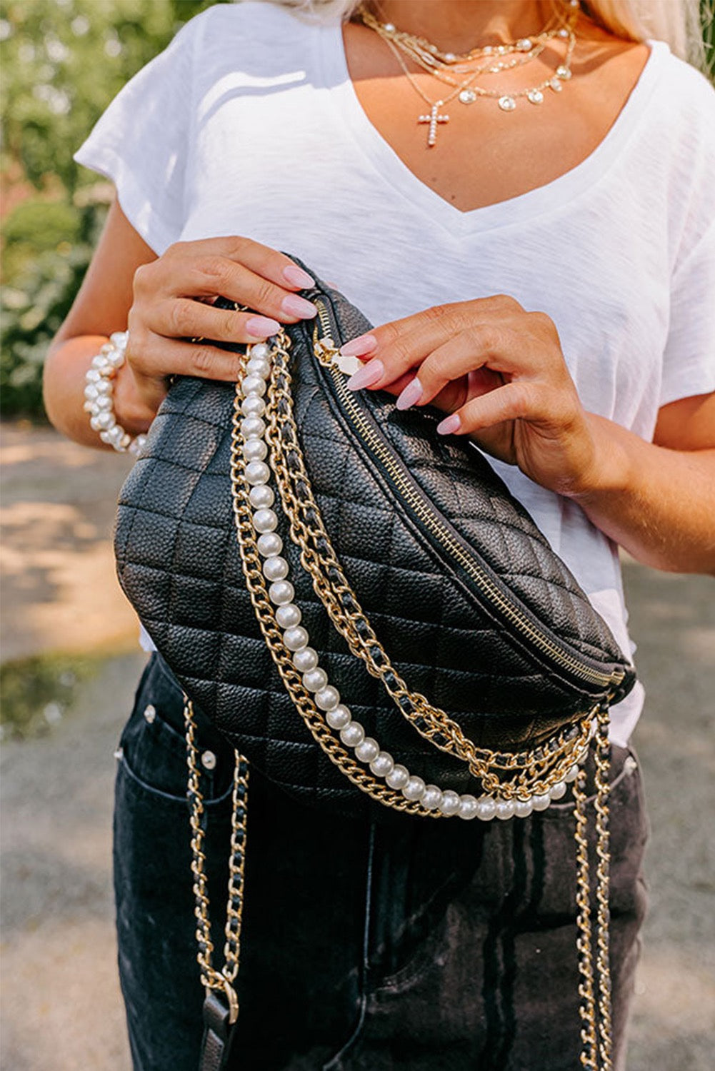 Pearls & Chain Crossbody Bag