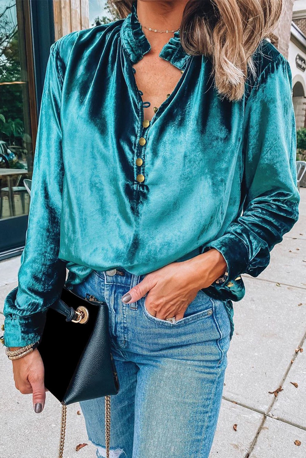 Long Sleeve Velvet Top