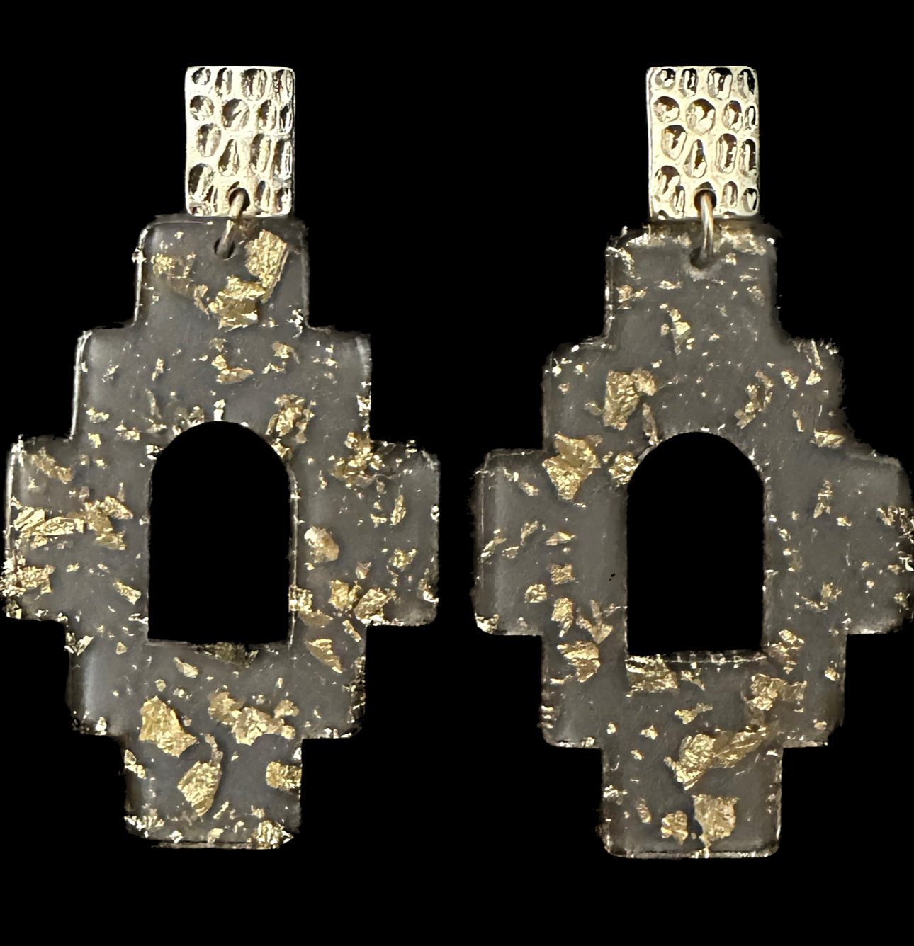 Aztec Gold & Gray Earrings
