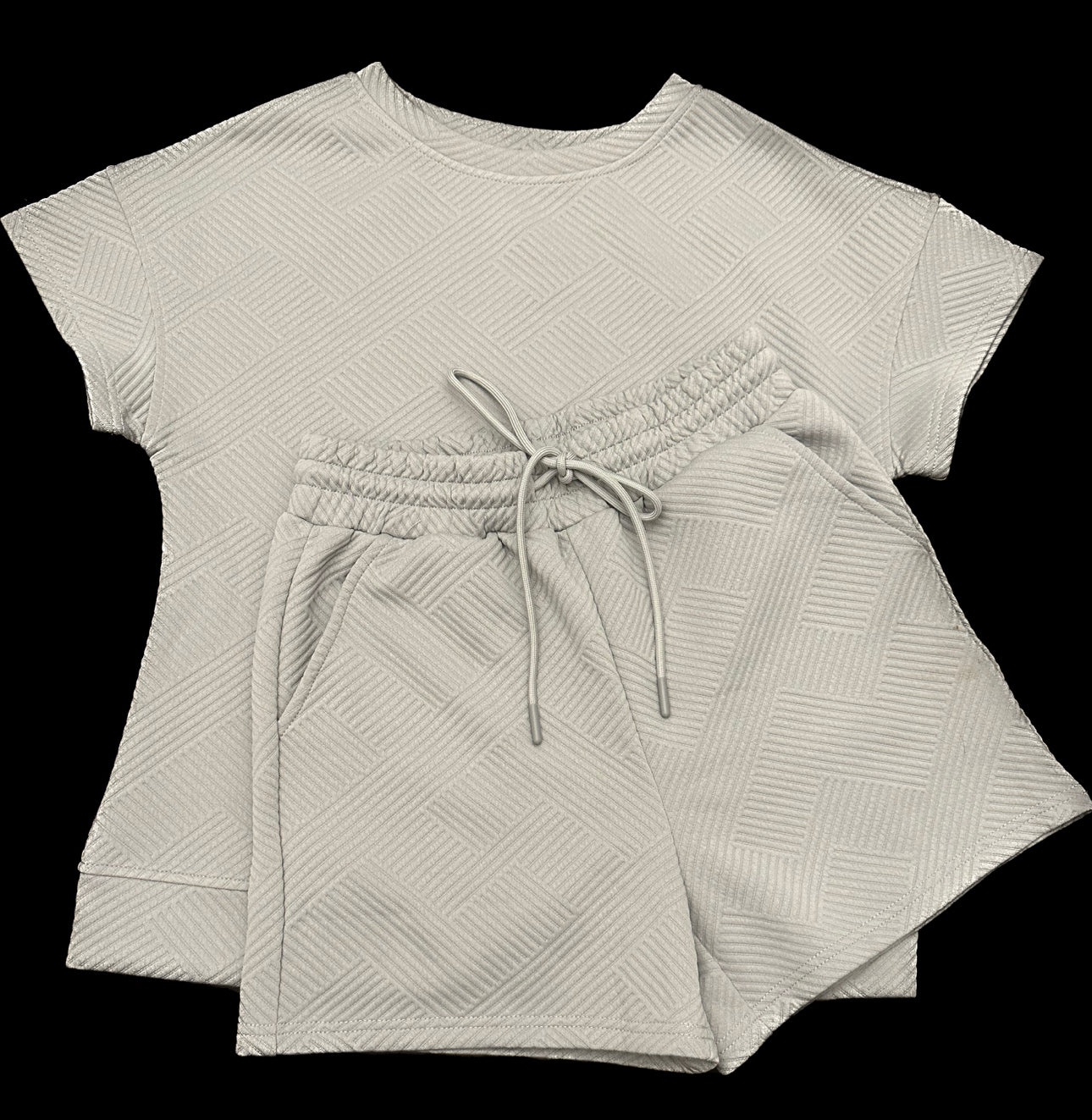 Gray Drawstring Shorts Set