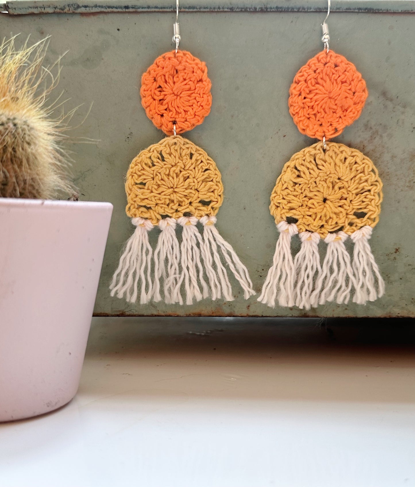 Boho Thread Crochet Earrings