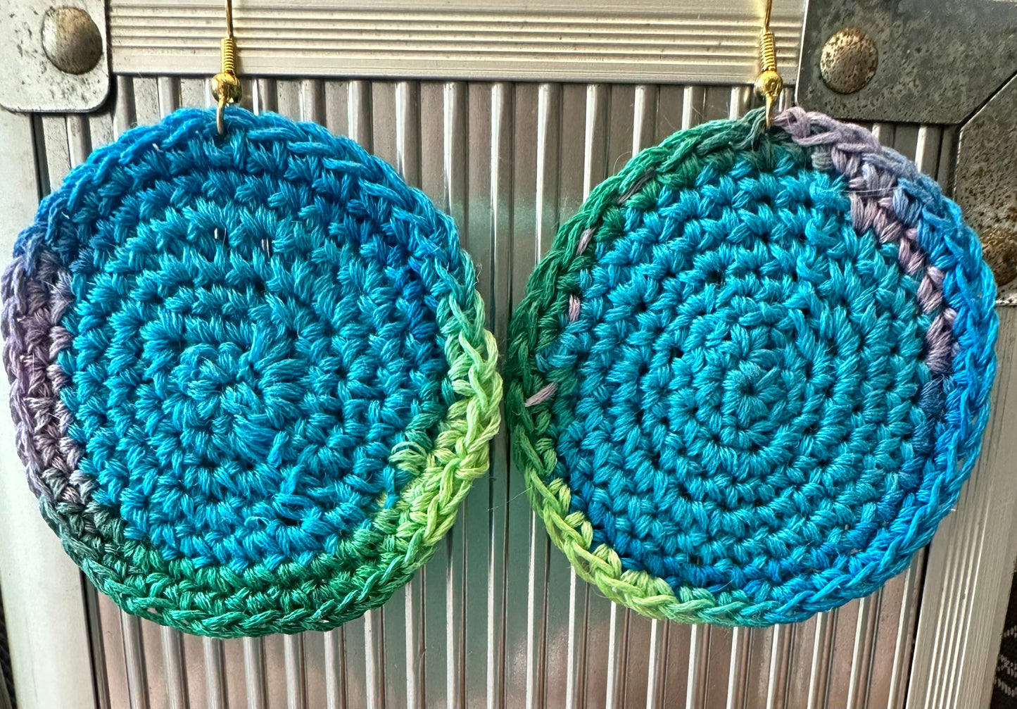 Multi-Color Thread Crochet Earrings