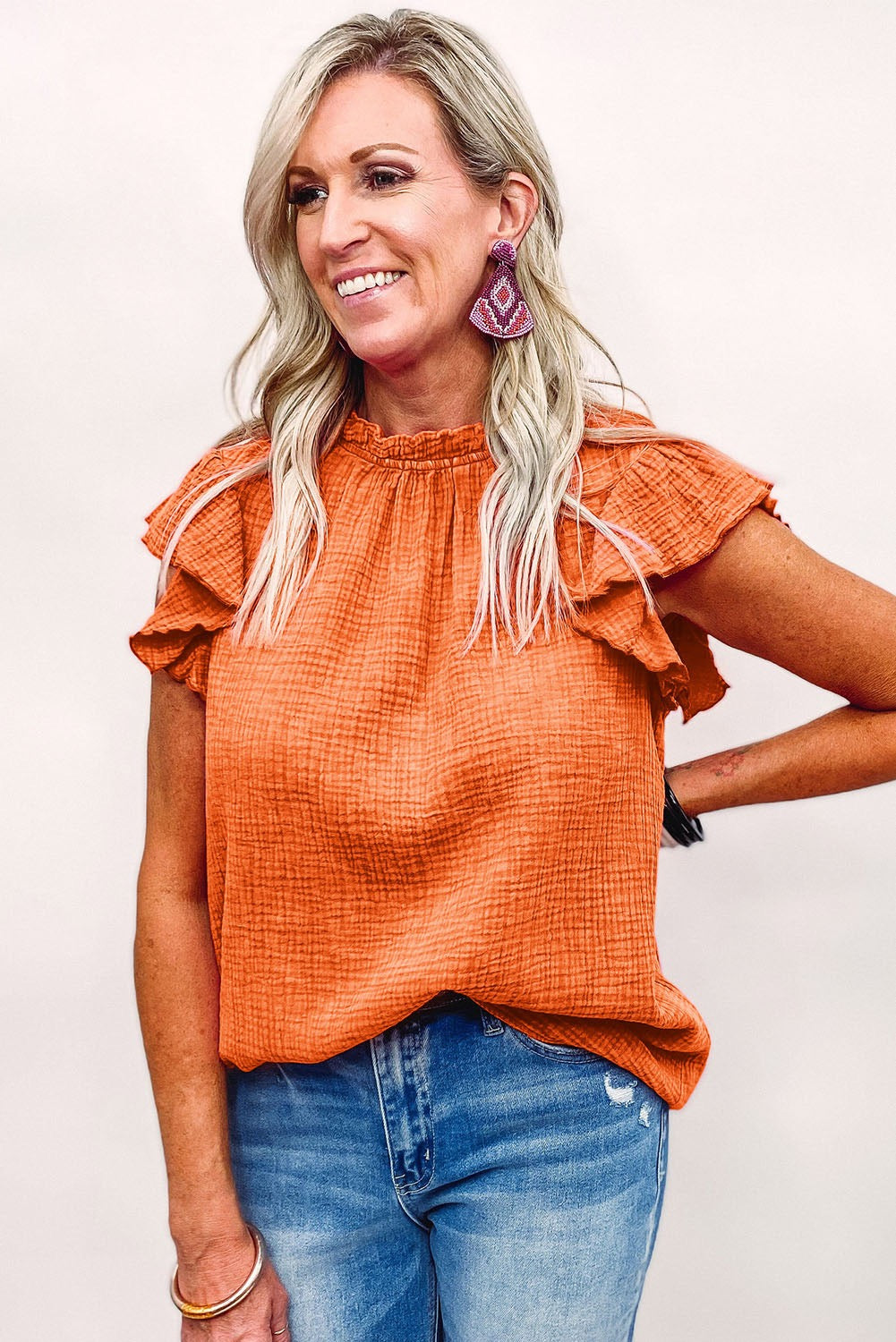 Flutter Short Sleeve Blouse