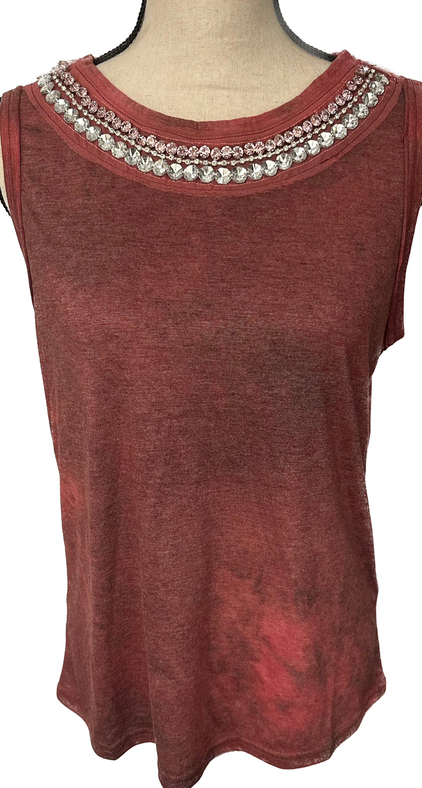 Rhinestone Neckline Tank