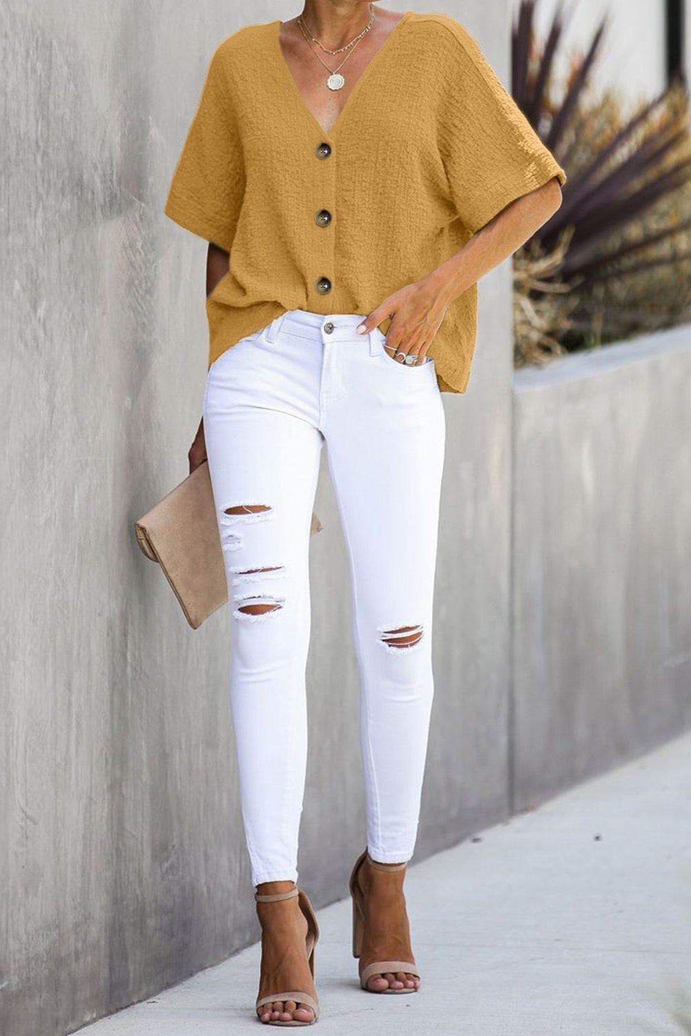 V-Neckline Textured Top