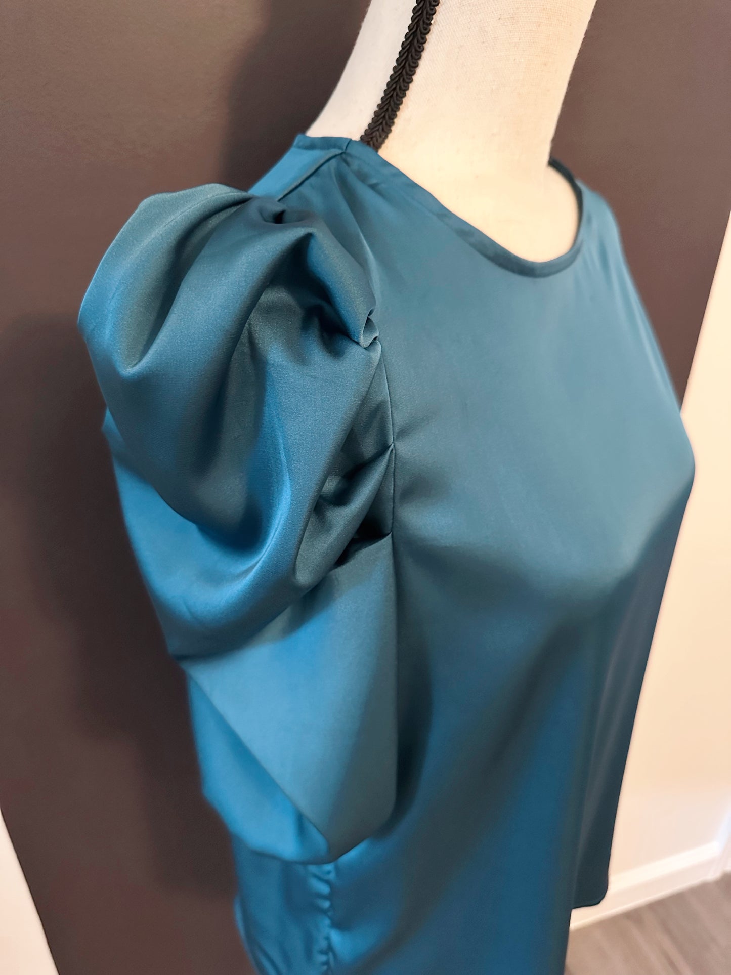 Blue Jade Puff Sleeve Blouse