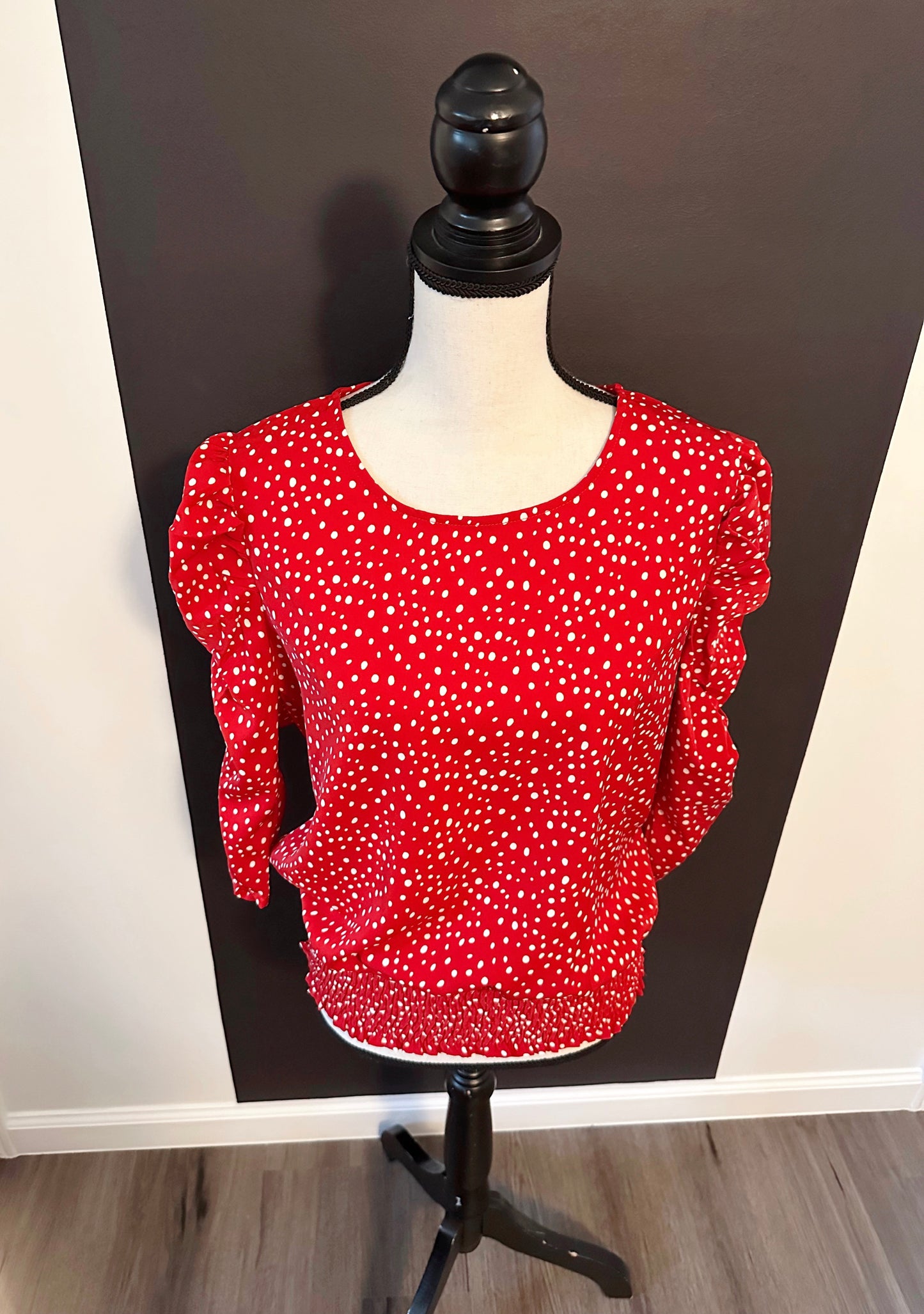 Polka Dot Puff Sleeve Blouse