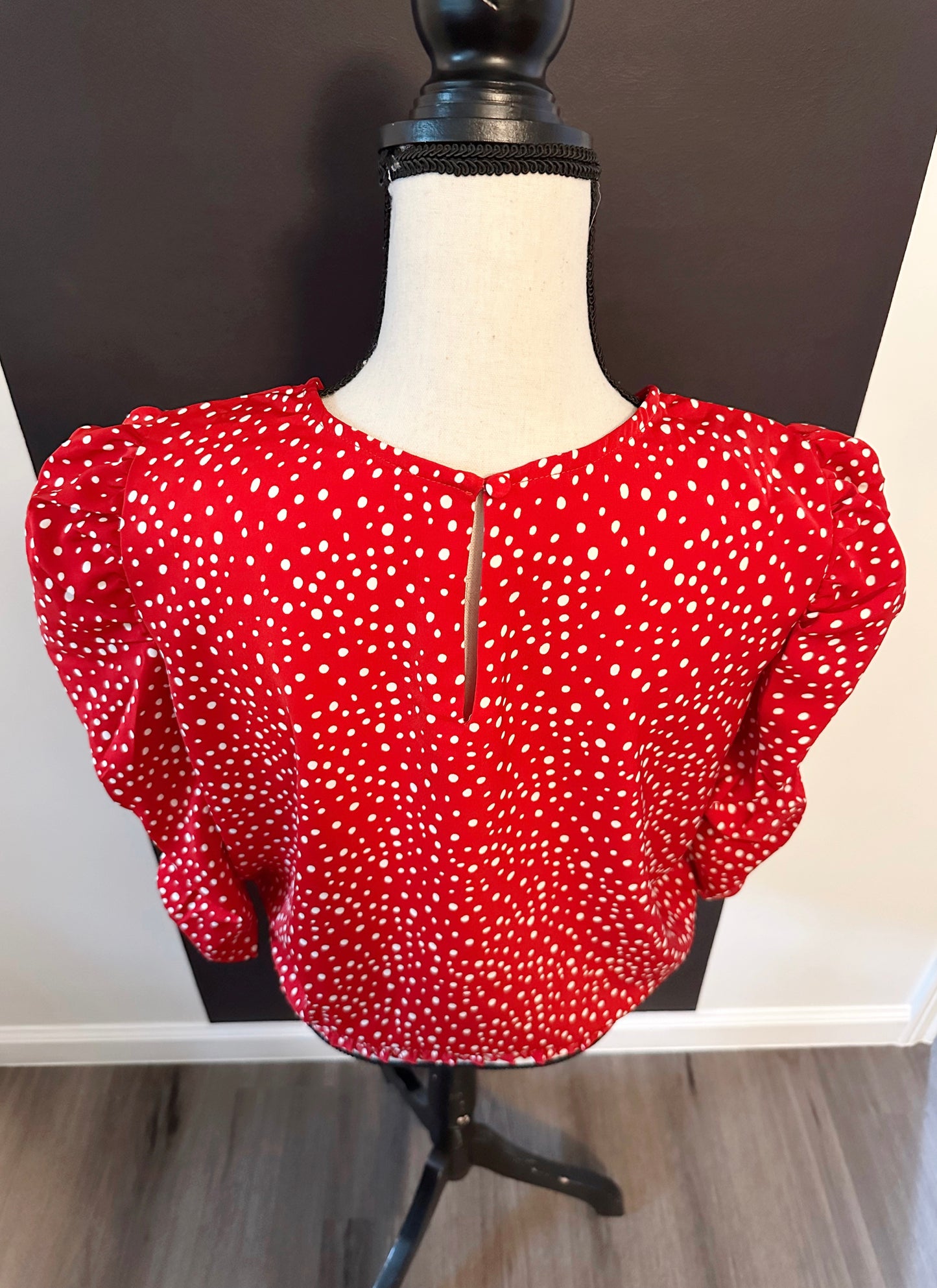 Polka Dot Puff Sleeve Blouse