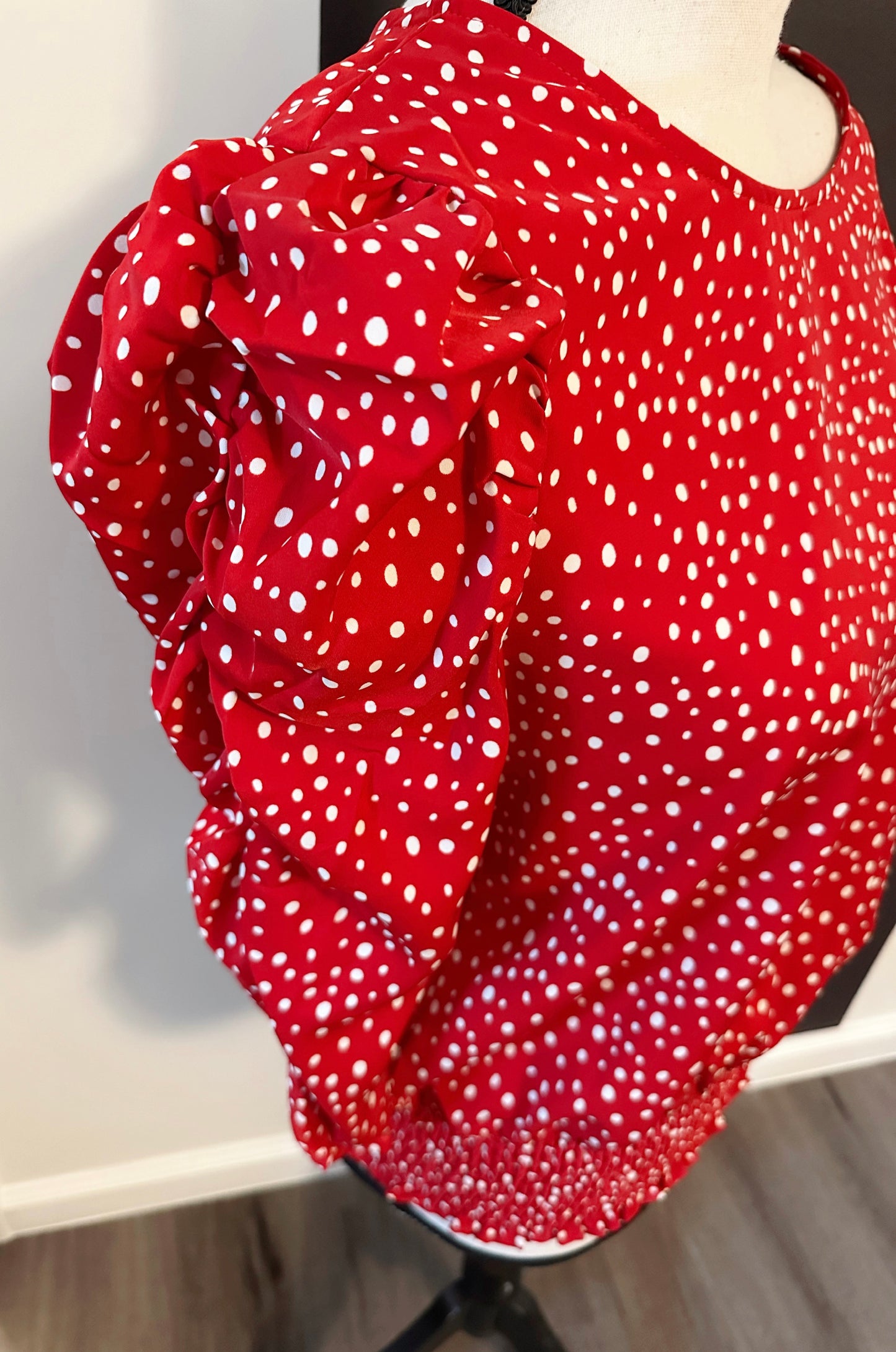 Polka Dot Puff Sleeve Blouse