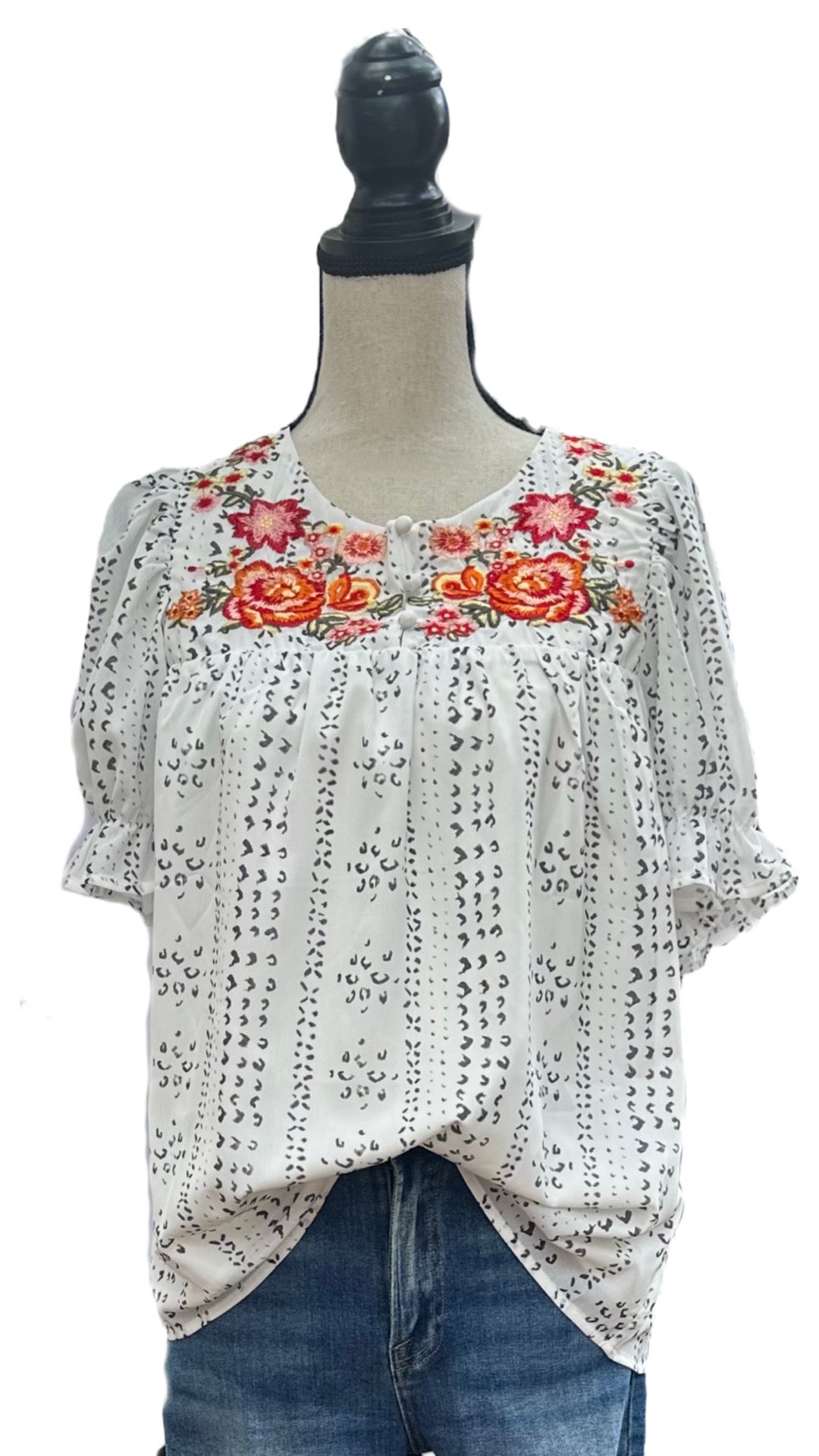 Leopard Print & Flowers Blouse
