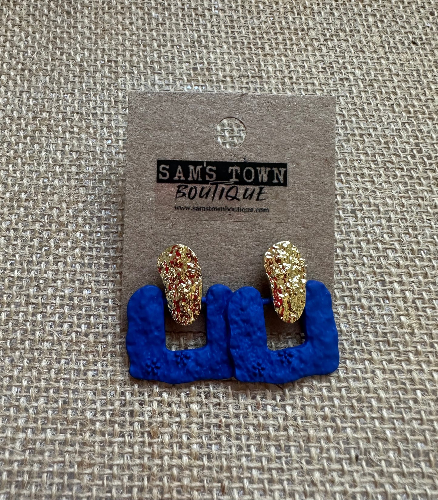 Gold & Blue Abstract Earrings