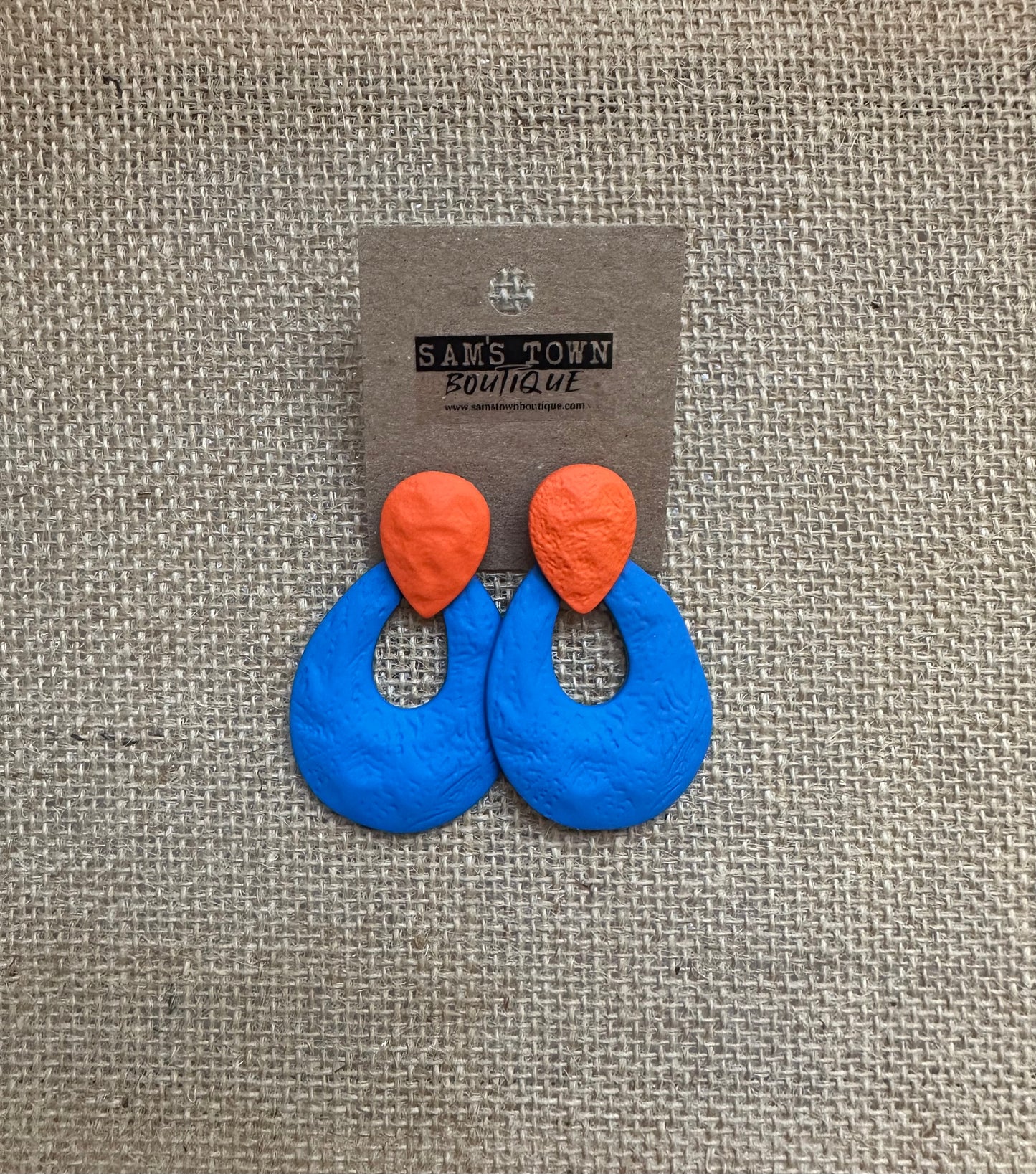 Teardrop Orange & Blue Earrings