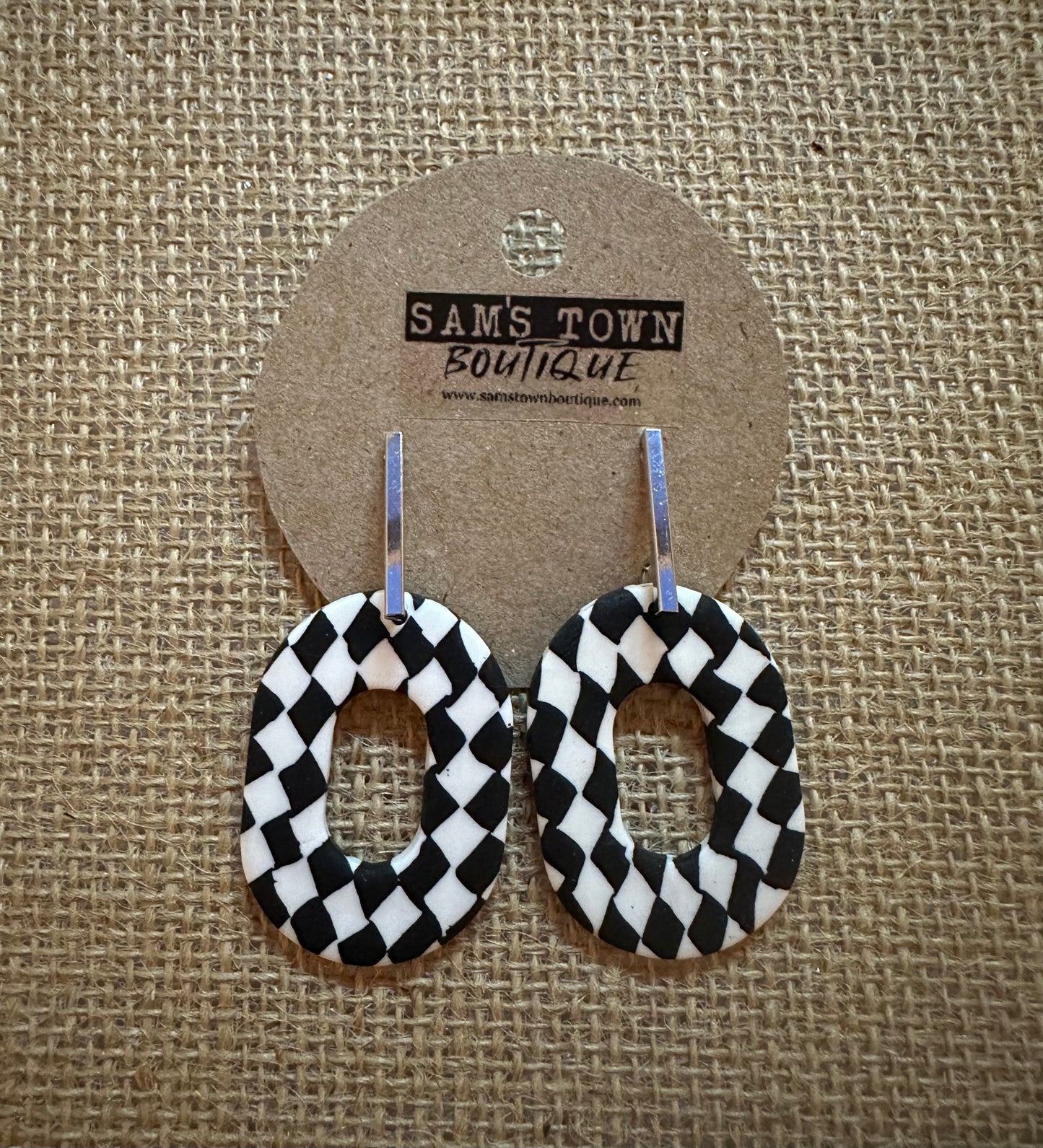 Donut Shape Checkered Earrings