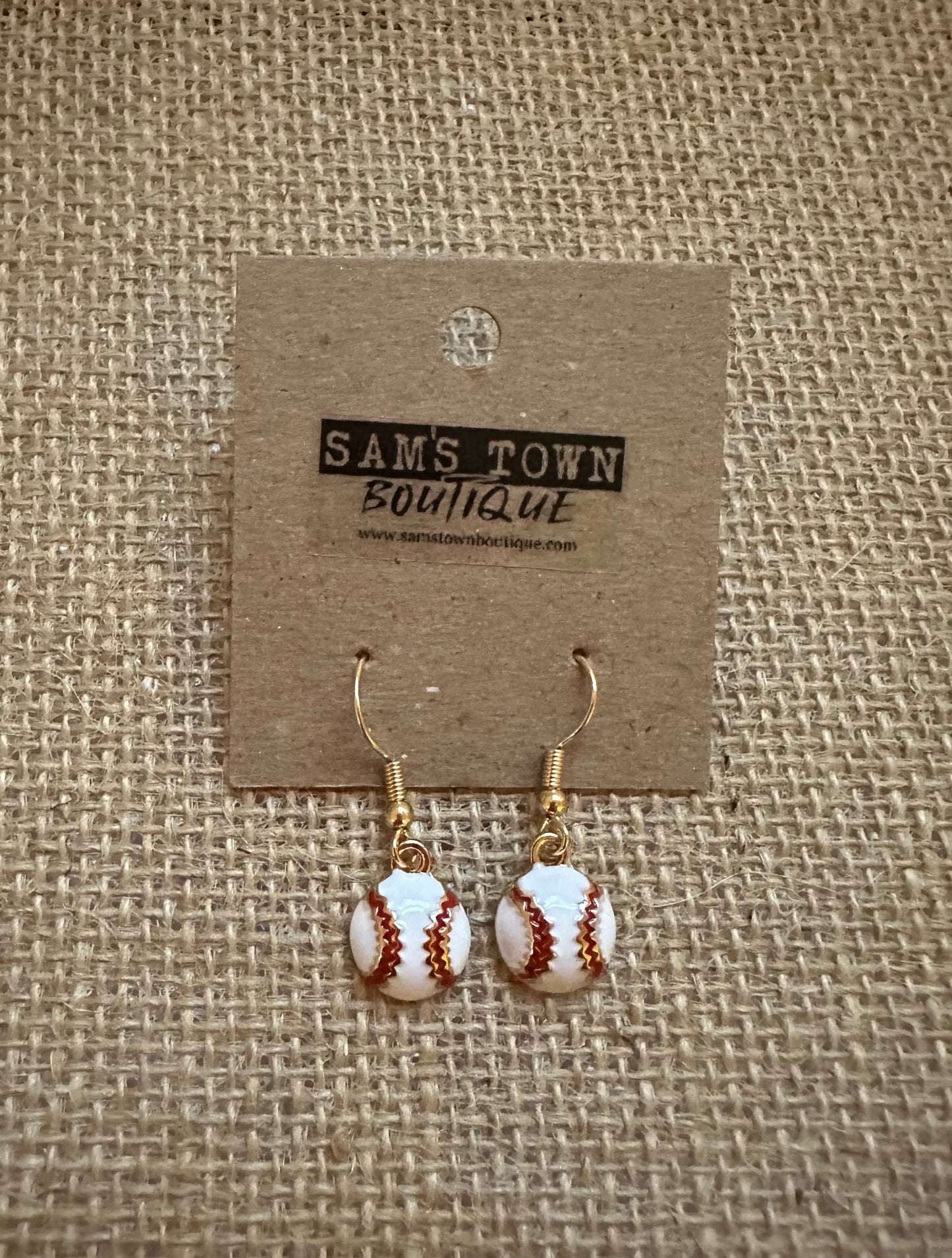 Small Gold Baseball Earrings