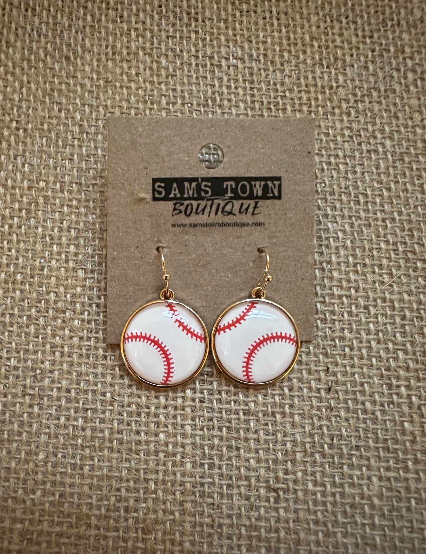 Medium Gold Trim Baseball Earrings