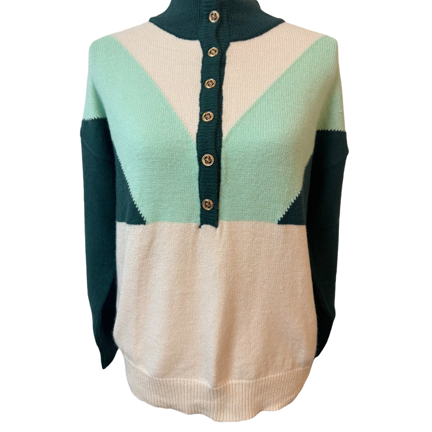 Green Abstract Vintage Style Sweater