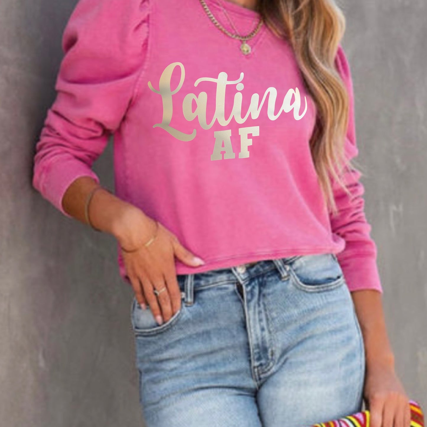 Pink Latina AF Pullover Sweatshirt Top