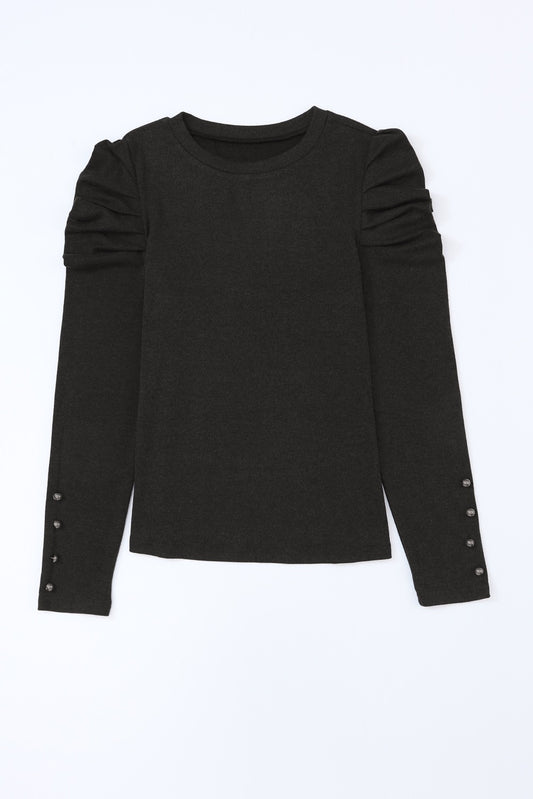 Buttoned Puff Long Sleeve Top