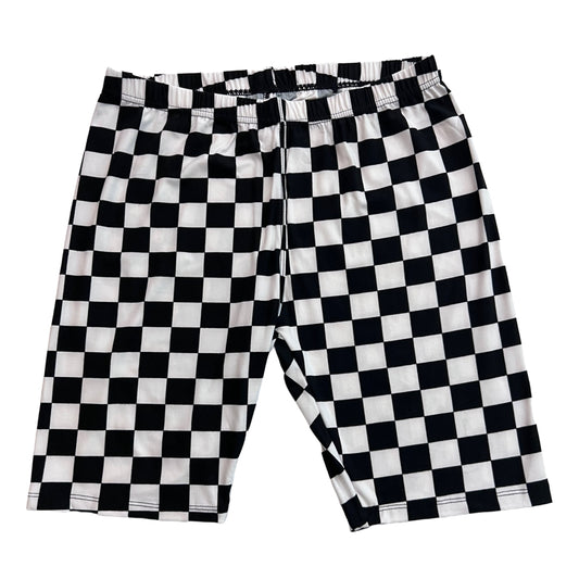 Checkered Print Biker Shorts