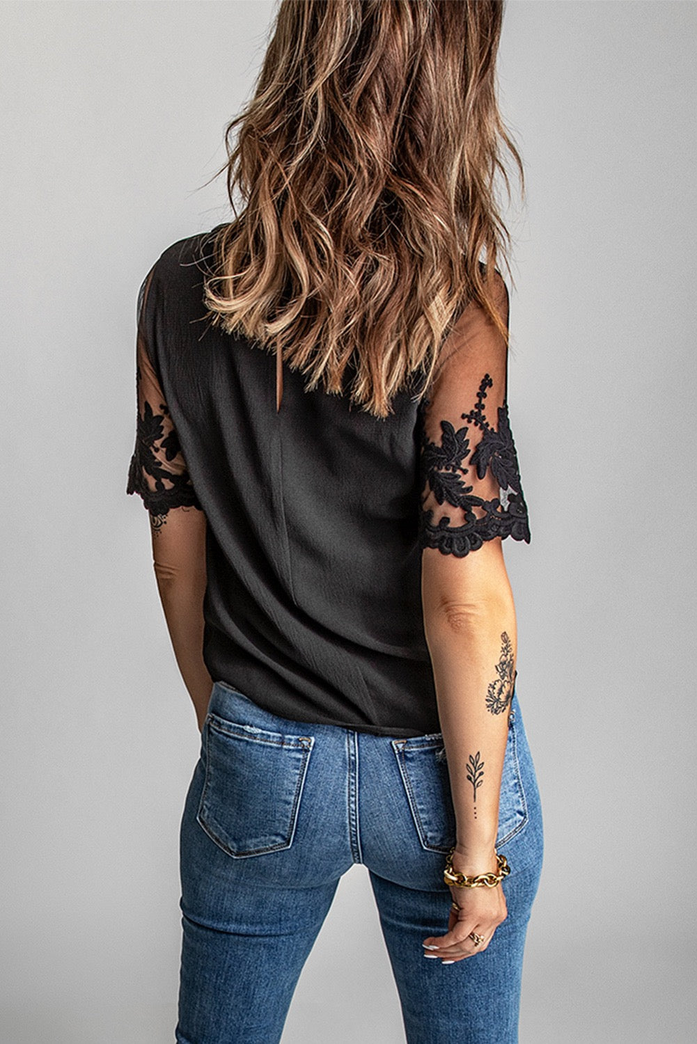 Dahlia Floral Lace Sleeve Blouse