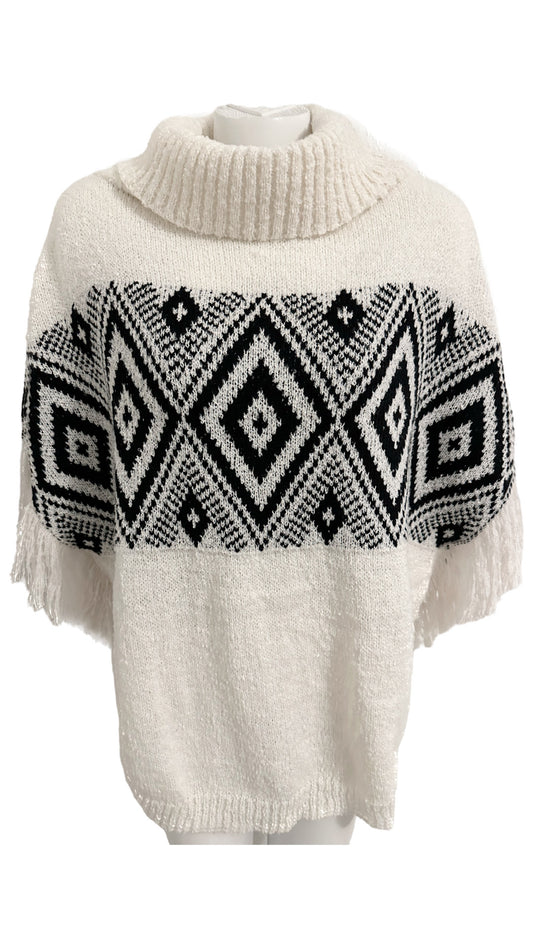 Aztec Fringed Poncho