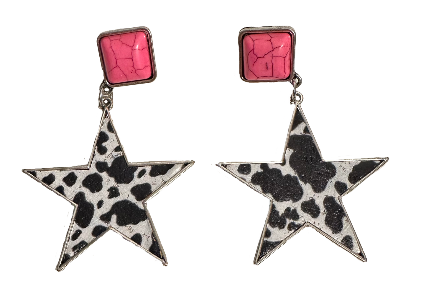Star Cow Print Earrings