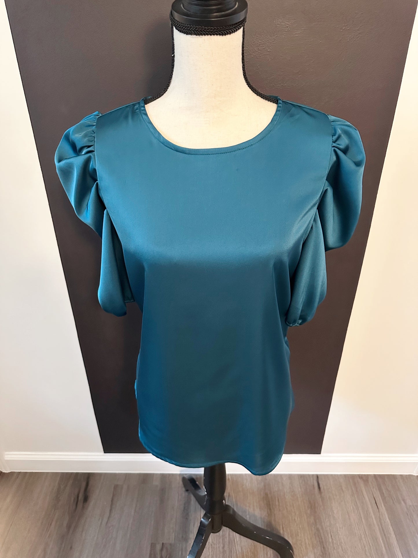 Blue Jade Puff Sleeve Blouse