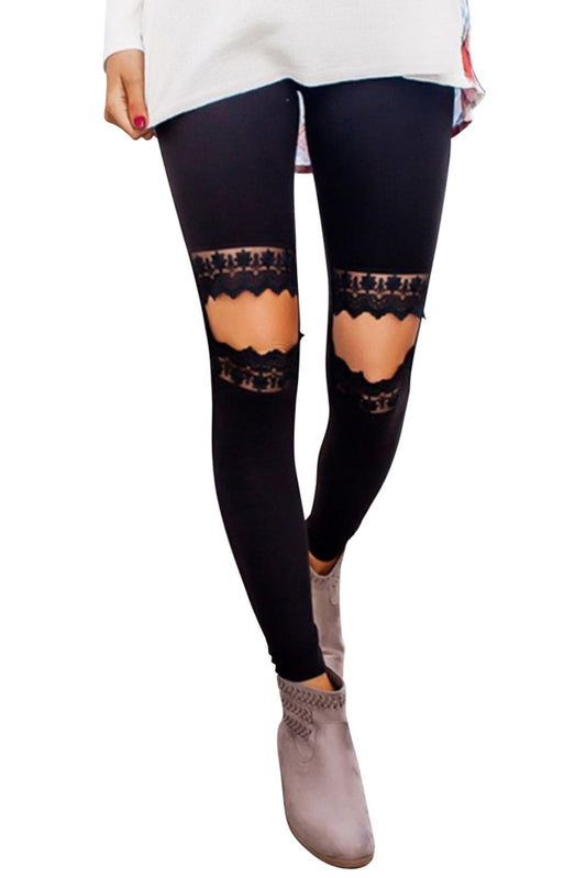 Cut Knee Lace Leggings